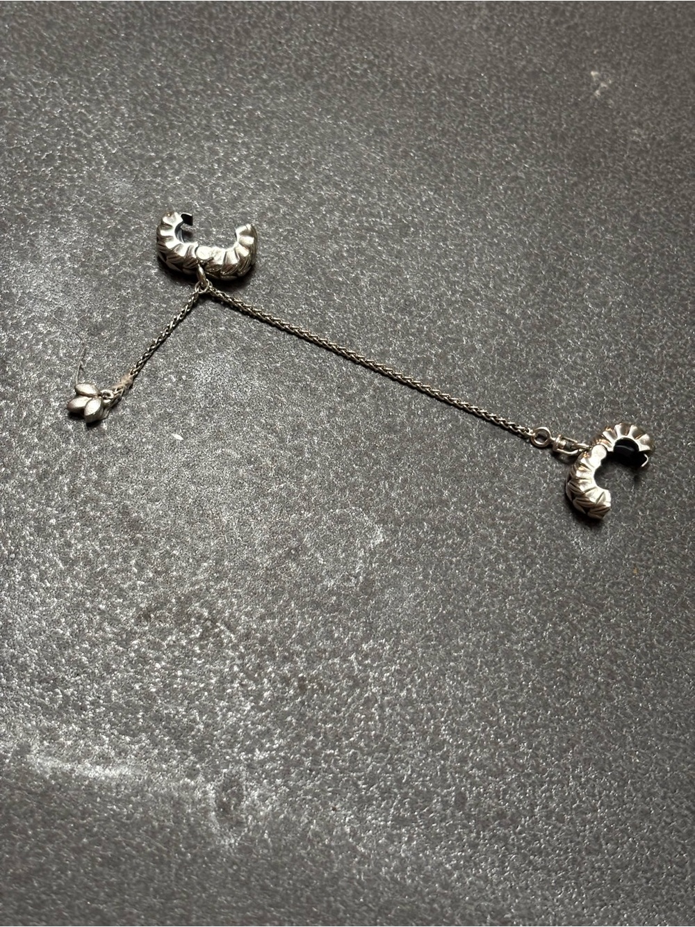 Pandora Silver Floral Dangle Bracelet Accent Chain